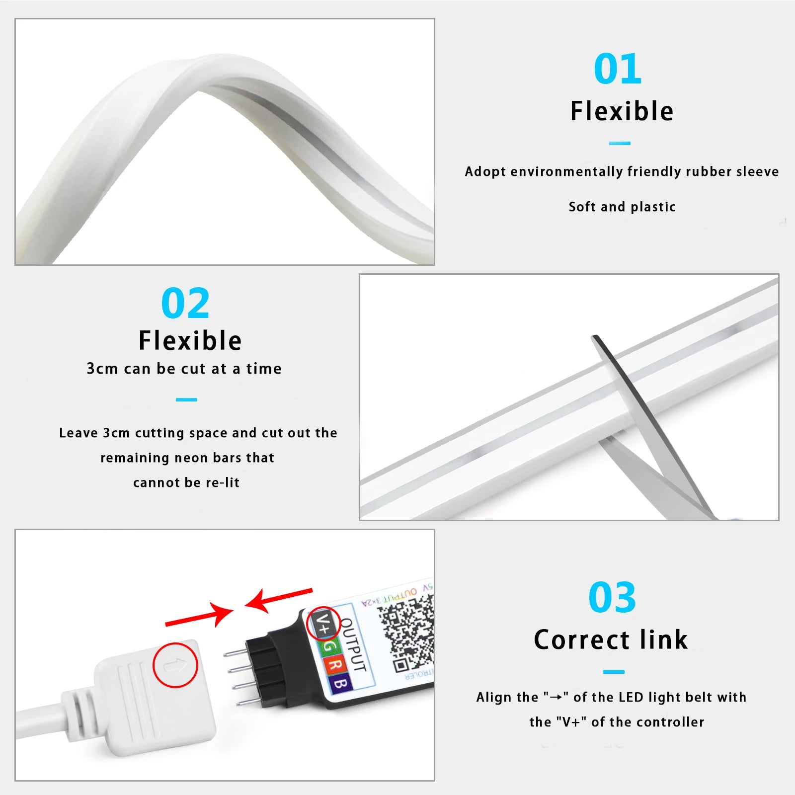 Neon LED RGB Wodoodporny + Pasek Smart App