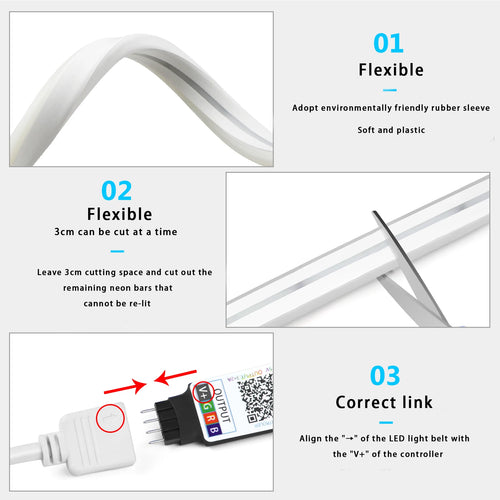 Neon LED RGB Wodoodporny + Pasek Smart App